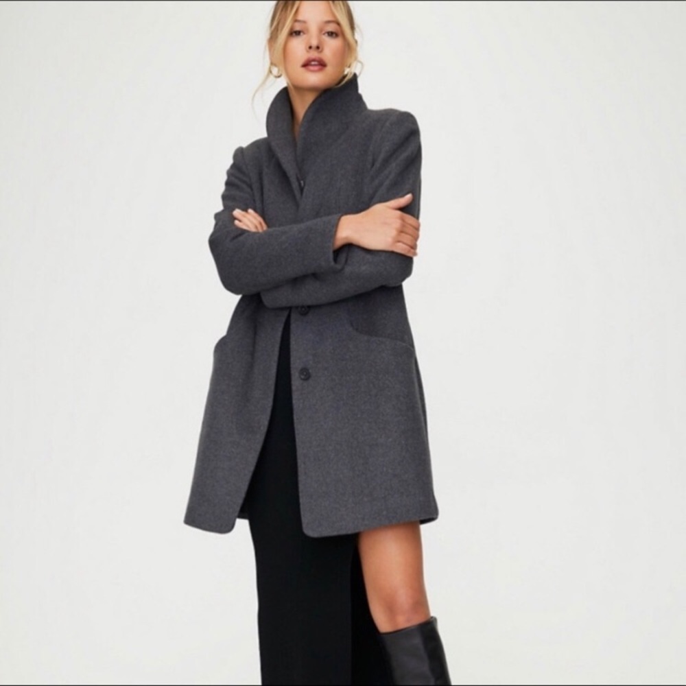 Wilfred Cocoon Wool Coat in Charcoal